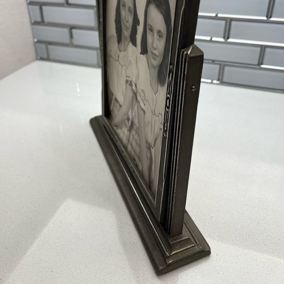 Vintage Art Deco Wood Swing Tilt Picture Frame 1930s Silver Gray - Picture 7 of 16